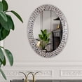 thumbnail image 6 of Radiance Goods Vertical Hanging Seashell Finish Oval Framed Wall Mirror 35" Height, 6 of 8