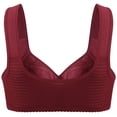 thumbnail image 3 of Dresfit 2026 Daisy Bras for Older Women No Underwire Full Coverage Front Closure Senior Cotton Bra Push Up Padded Bralettes Wine 36, 3 of 3