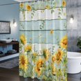 thumbnail image 6 of Summer Floral Shower Curtain, Watercolor Sunflower Eucalyptus Leaves Blue Wood Grain Waterproof Shower Curtain Set with 12 Hooks Lightweight Bath Curtains Fabric Bathroom Decor 48x72 Inches, 6 of 9