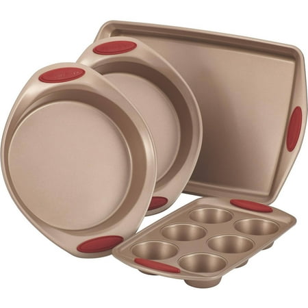

Rachael Ray Steel Nonstick Bakeware Sets With Nonstick Bakeware 4-Piece Set set includes essential pan shapes for great baking and roasting