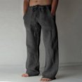 thumbnail image 1 of CHUANK Linen Clothing For Men Contemporary Comfortable Quality Soft Linen Solid Color Trousers With Pocket Drawstring Casual Pants, 1 of 7