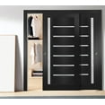 thumbnail image 3 of Sliding Closet Bypass Doors inches | Quadro 4088 Matte Black with Frosted Glass | Sturdy Rails Moldings Trims Hardware Set | Wood Solid Bedroom Wardrobe Doors, 3 of 6