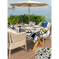 thumbnail image 5 of Outdoor Tablecloth with Umbrella Hole for Patio/Picnic/Party/Camping, Yellow Black Geometric Waterproof Table Cloth Rectangle Table Cover Washable, Abstract Art Modern Line (60"x 120"), 5 of 8
