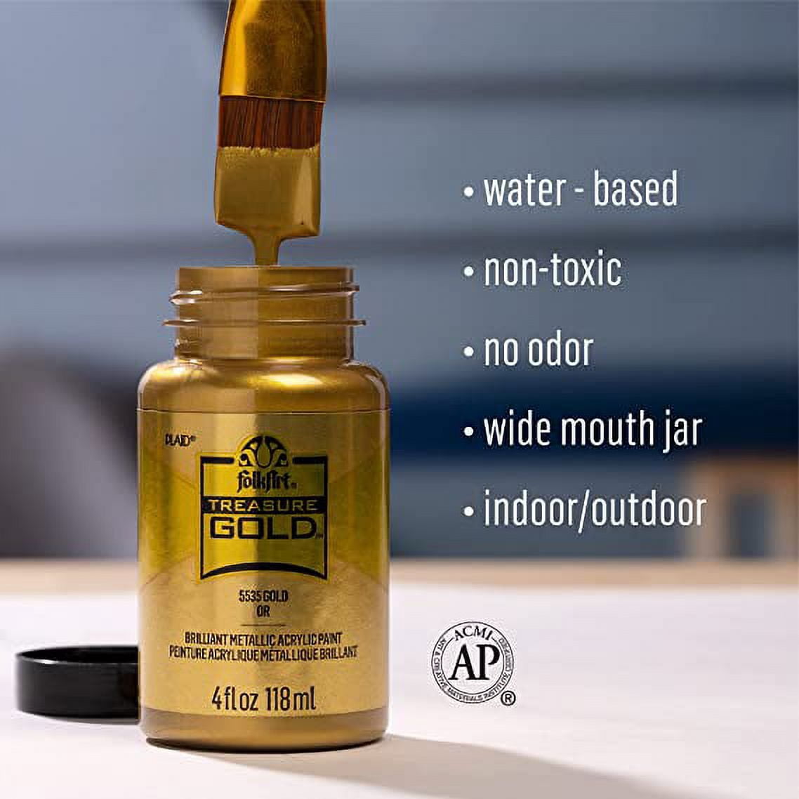 Folkart Treasure Gold Paint, 4 fl oz, Green Gold