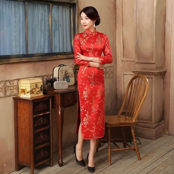Vestido de novia de otoño e invierno cheongsam para el Festival de Primavera, vestido festivo para banquete de bodas joven y feliz