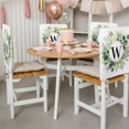 thumbnail image 3 of Letter W Chair Covers Set of 8 Alphabet Green Eucalyptus Leaves Plant Simple Chair Back Covers Stretch Removable Washable Slipcovers Protector for Dining Room Kitchen Party Decor, 3 of 9