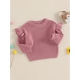 thumbnail image 5 of Toddler Baby Girls Spring Knit Sweater 3 6 9 12 18 24 Months 2T 3T Long Sleeve O Neck Solid Color Pullover Knitwear, 5 of 9