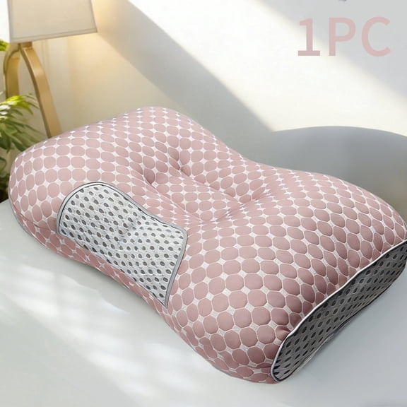 Pillows for sleeping Cervical Neck Pillow for Neck Pain Relief Ergonomic Orthopedic Pillows for Neck Pain Cervical Neck Pillow for Side Back Stomach Sleepers（Pink 1psc）
