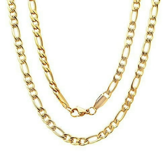 14K Gold Filled Solid Figaro Necklace 24"