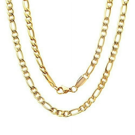 14K Gold Filled Solid Figaro Necklace 24"