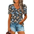thumbnail image 1 of Puntoco Liquidación de blusas cortas para mujer, blusa holgada informal de manga corta a la moda para mujer, 1 of 5