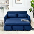 thumbnail image 6 of DEALTOPS 55" Modern Pull Out Loveseat Sofa Bed with 2 Detachable Arm Pockets, Blue, 6 of 9