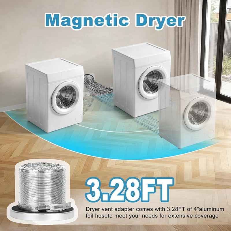 Magnetic Dryer Vent Kit Quick Connect for 4" Dryers,3.3FT Hose, Magnetic Hold,Airtight Seal & Reinforced Wall Connector