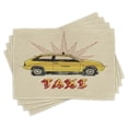 thumbnail image 1 of Ambesonne Retro Place Mats Set of 4, Pop Art Taxi Cab Vintage, Standard Size, Beige Yellow Ruby, 1 of 6