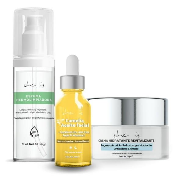 Mini Set Facial Reafirmante Antiedad SHE IS SKINCARE 3 Productos
