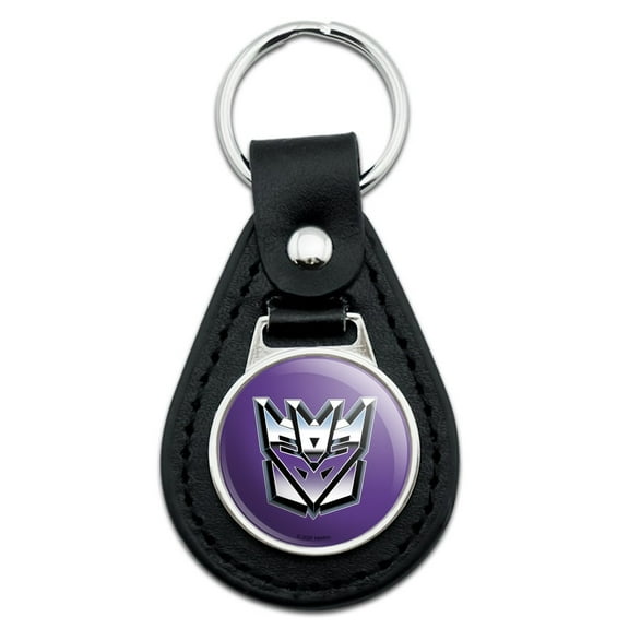 Transformers Decepticon Symbol Retro Black Leather Keychain