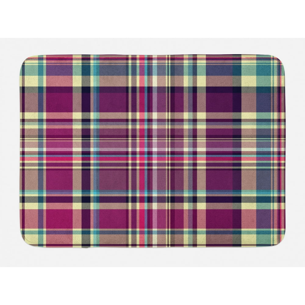 Checkered Bath Mat, Vintage Scotland Pattern in Purple ...