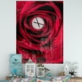 thumbnail image 2 of Designart 'Red Rose Petals with Rain Droplets' Modern wall clock, 2 of 3