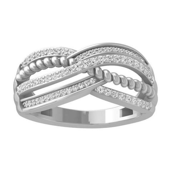ARAIYA FINE JEWELRY 14K Solid White Gold Diamond Wedding Anniversary Band Ring (1/3 cttw, I-J Color, I2-I3 Clarity) Size 6