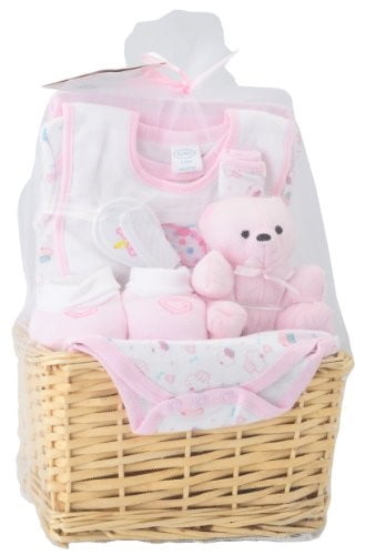 Big Oshi Baby Essentials 9 Piece Layette Basket Gift Set Pink