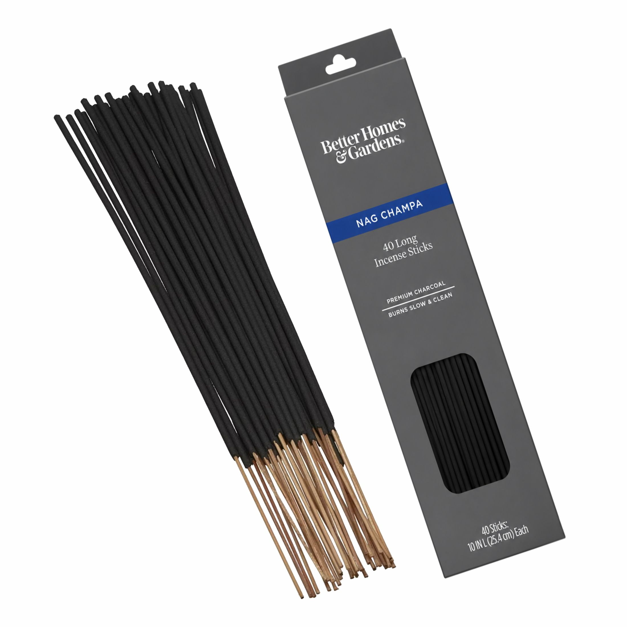 Better Homes & Gardens 10” Premium Charcoal Incense Sticks, Nag Champa, 40 Pack