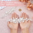 thumbnail image 3 of 2Pcs Rhinestones lace Trim Patches Flower Embroidery Lace Trim White Sequin Bead Floral Embroidered Polyester Sew on Applique Patches for Bridal Wedding Dance Costume, 3 of 6