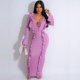 thumbnail image 2 of Vestido largo ajustado con escote en V profundo y volantes para mujer, sexy, elástico, ajustado, para fiesta de noche, graduación y discoteca, 2 of 4