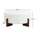 thumbnail image 6 of Christopher Knight Home 34" Modern Round Ottoman, White Boucle Upholstered, Walnut Wooden Legs, 6 of 7