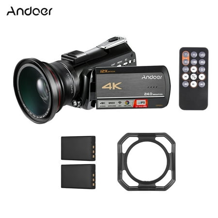 Andoer AC5 4K UHD 24MP Digital Video Camera Camcorder Recorder DV 3.1 Inch IPS Touchscreen 12X Optical Zoom Time-Lapse Face Detection Anti-shake WiFi