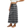 thumbnail image 5 of Women Plaid Print Long Skirts Summer Drawstring Waist Slimming Beach Elastic High Waisted Casual Maxi Skirts Black XL, 5 of 6