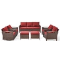 thumbnail image 2 of Opohoro 7-Piece Outdoor Conversation Set with Deep Seet Patio Sofa, Wicker Chairs and Ottomans, Red, 2 of 11