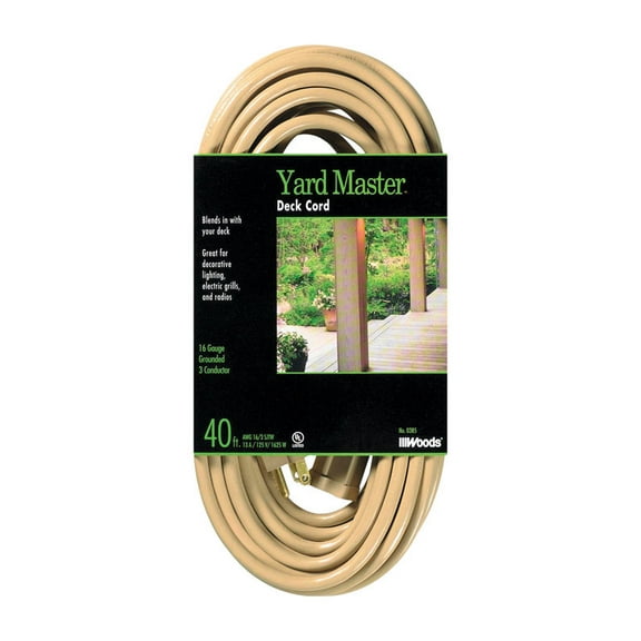 Woods 0385 16/3 40' Beige Sjtw Yard Master Deck Extension Cord