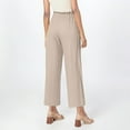 thumbnail image 4 of Beige Linen Capri Pants Women Work Elastic Wide Leg Stretch Cropped Pants High Waist Drawstring Comfy Summer Gauchos Pants with Pockets XXL, 4 of 6
