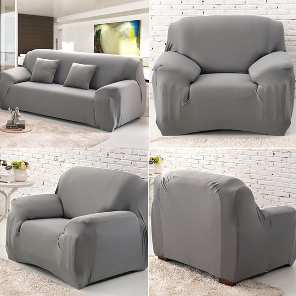 #Gray L Shape Sofa Couch Cover Sectional Stretch Elastic Fabric Slipcover Home 