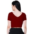 thumbnail image 4 of eloria Women's Casual Lycra Ruched Design V Neck Short Sleep Crop Top, Color : Marron, 4 of 7