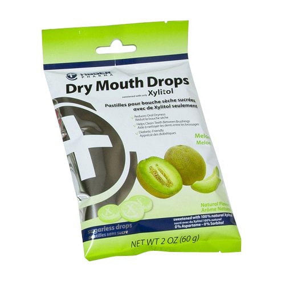 6 Pack Hager Pharma Dry Mouth Drops Xylitol Melon Sugarless Drops 2 Oz Each
