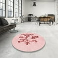 thumbnail image 4 of Ahgly Company Machine Washable Indoor Square Transitional Pink Bubble Gum Pink Area Rugs, 8' Square, 4 of 7