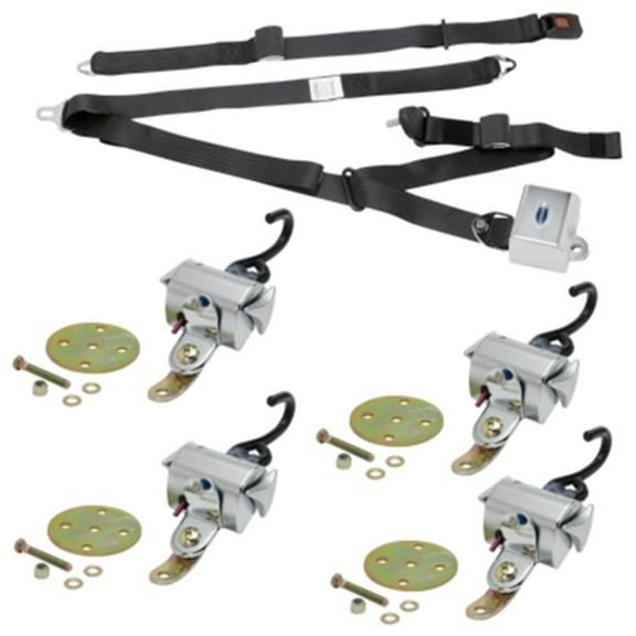 QRT Deluxe Kit For Permanent Floor Mounts with Retractable Shoulder/Lap Belt Combo | Q-8100-A1-F