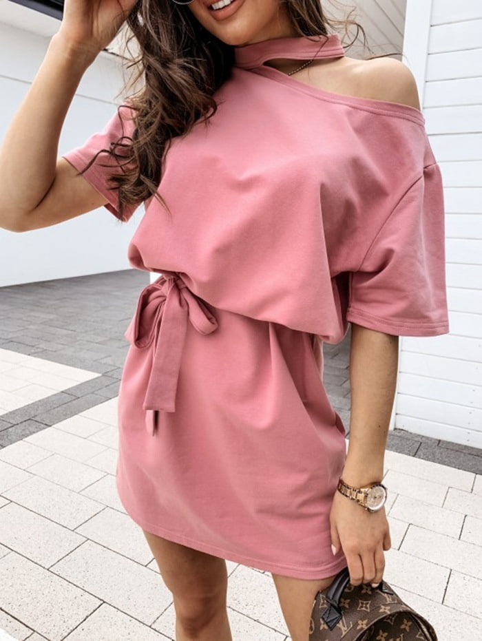 Short Sleeve Off-Shoulder Casual Dress 
