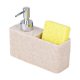 thumbnail image 1 of Accesorio dispensador de jabón versátil con soporte para esponja, práctico organizador de fregadero, Beige Amarillo, 1 of 9
