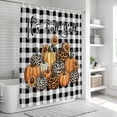thumbnail image 6 of Leopard Print Pumpkin Shower Curtain, Waterproof Shower Curtains for Bathroom, Fall Thanksgiving Sunflower Black Plaid Washable Fabric Bathtub Curtain Set Bath Decor with 12 Hooks Stall 36"x72", 6 of 8