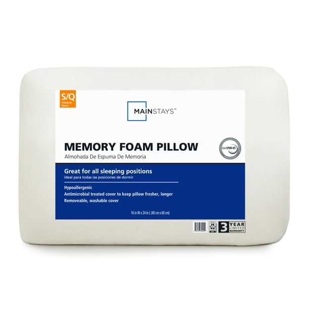 Mainstays Memory Foam Bed Pillow, Standard Size