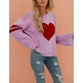 thumbnail image 4 of Sweaters for Women Striped Heart Sweater Valentine's Day Long Sleeve Crewneck Knitted Sweaters Winter Alsol Lamesa, 4 of 6