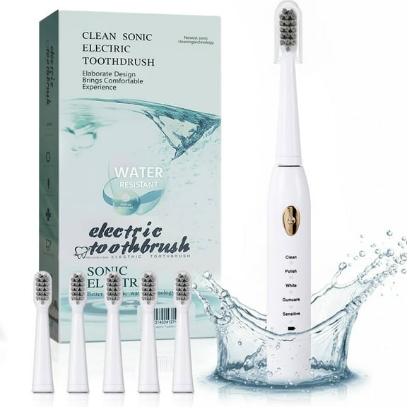 Electric Toothbrush for Adults and Kids, Rechargeable Toothbrush with 4 Brush Heads,5 Modes and 2-Minute Smart Timer Reminder, Travel Toothbrush IPX7 Waterproof