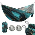 thumbnail image 2 of Wobogo Gild Dark Green Marble Camping Hammocks 330 lb Capacity with Tree Straps and Hanging Pockets for Outside Hiking Beach Backpack Travel, 2 of 8