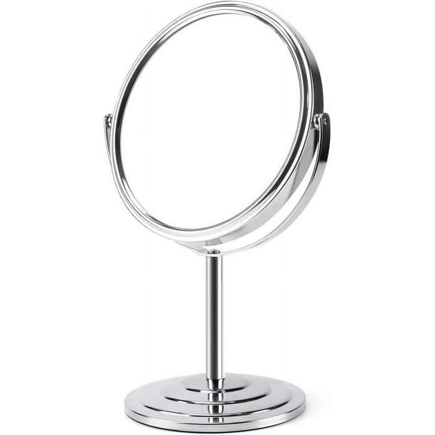Espejo de maquillaje de tocador con aumento 1X/3X de 7 pulgadas, espejo de mesa de escritorio con aumento de doble cara con rotación de 360 °