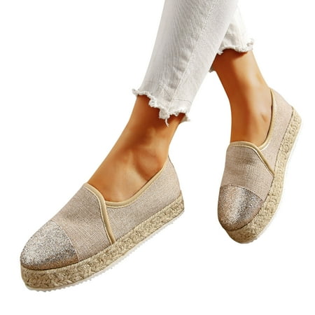 

Leesechin Womens High Heels Clearance Oversized Single Shoe Thick Sole One Foot Fishing Hemp Rope Sole Casual Shoes