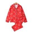 thumbnail image 2 of Censtreet Classic Satin Pajamas for Women Christmas Long Sleeve Button Down Sleepwear Soft Silk Loungewear Pjs Set S-XL, 2 of 3