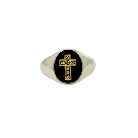 Men's Diamond Accent 10kt Gold over Sterling Silver Cross Ring, Size 10