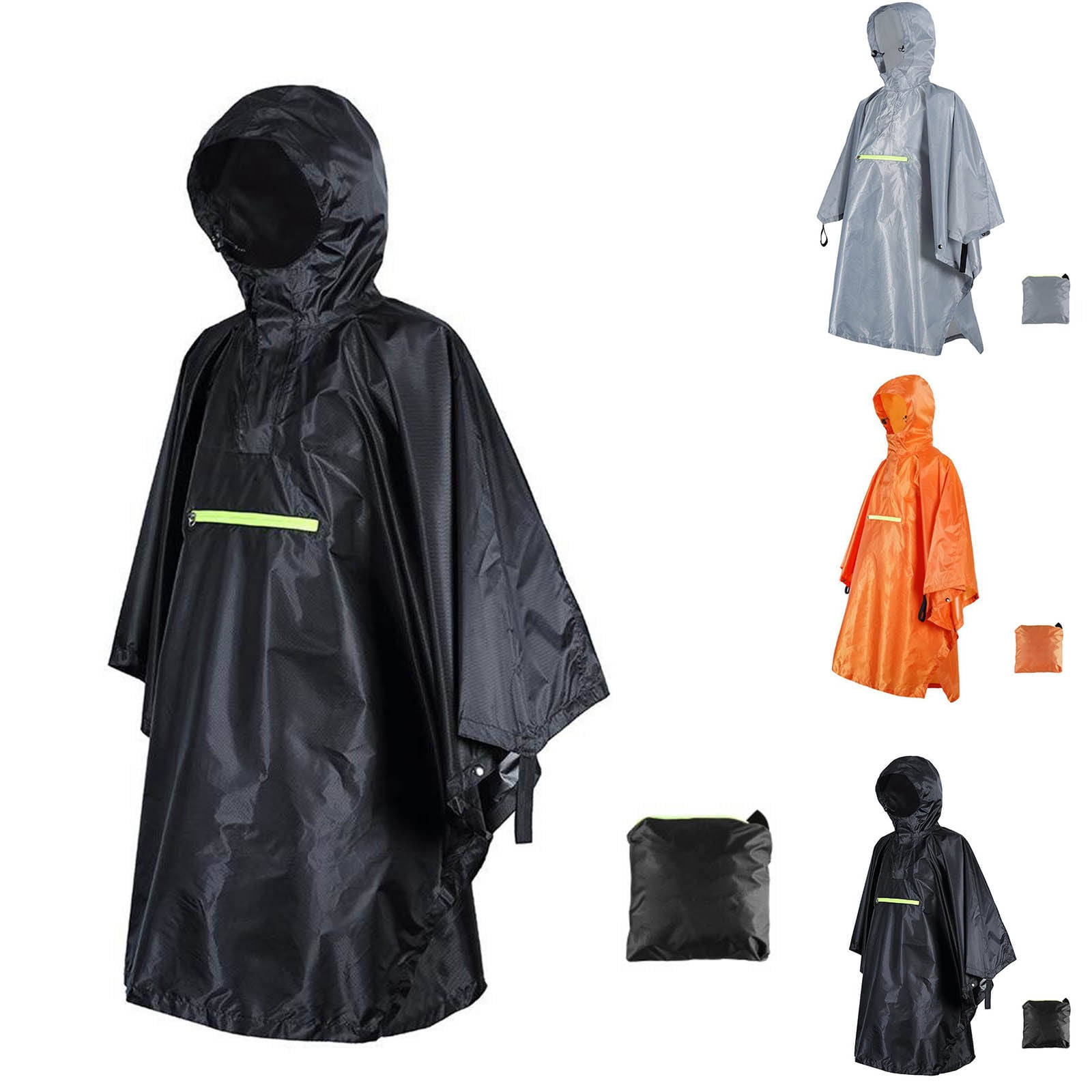 3-in-1 Waterproof Hooded Rain Poncho For Adults - Unisex Raincoat With Pocket For Hiking, Camping, Fishing
